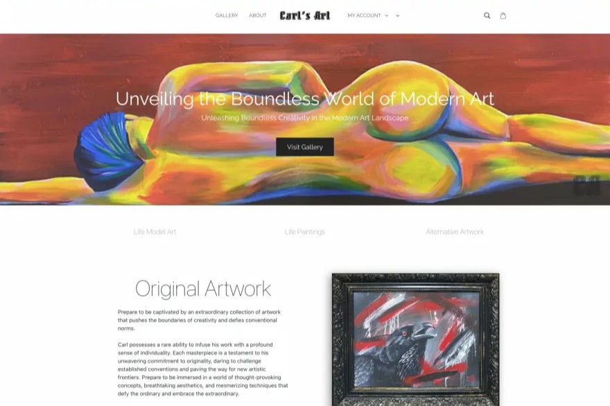 Carl's Art — local artist gallery website designed by Digital Solutions Oswestry
