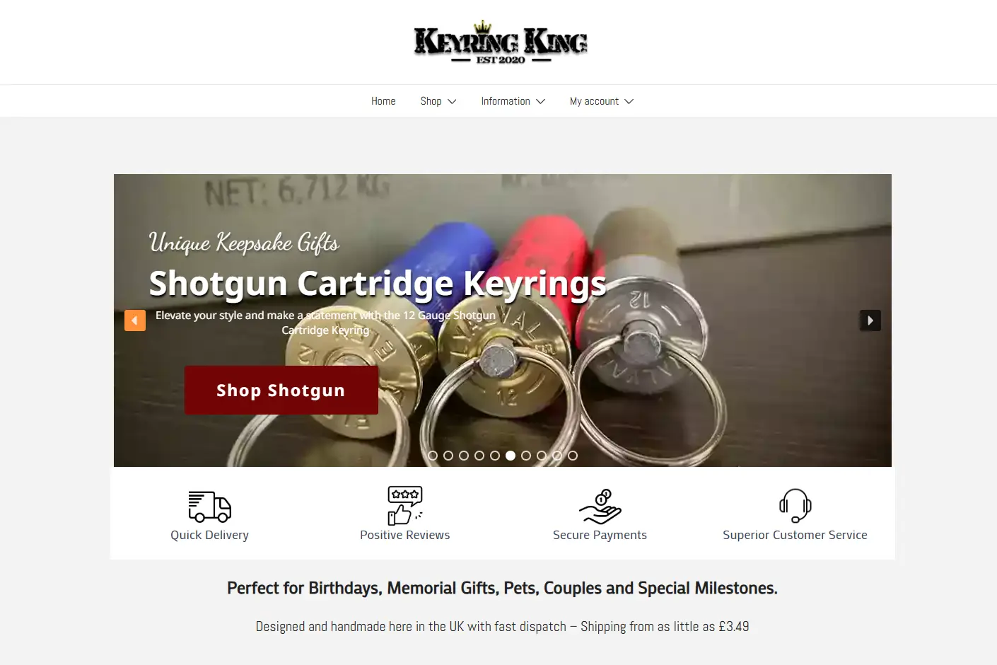 Keyring King — eCommerce website built by Digital Solutions, affordable web developer Oswestry